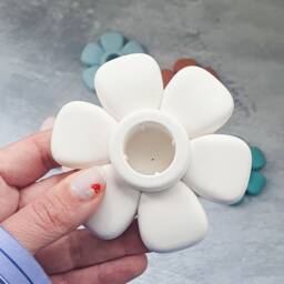Handmade Concrete Flower Candle Holder Eco-Friendly Tapered Decor - thumbnail 2
