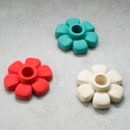 Handmade Concrete Flower Candle Holder Eco-Friendly Tapered Decor - thumbnail 4