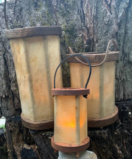 Viking Lantern~Medieval Lantern-Viking Camp - Primitive Lantern-Medieval Camp-Wood & Velum Lantern~Historical Re-Enactment Lantern - image 1