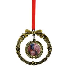 Personalised With Resin Photo Beautiful Christmas Tree Bronze Effect Metal Wreath Ornament Pendant - thumbnail 3