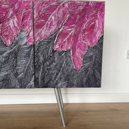 Large Sideboard With Pink Feathers 160cm - thumbnail 3