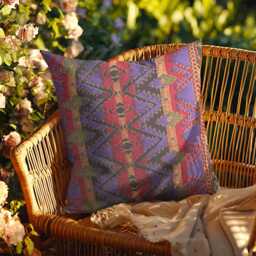 Mexican Geometric Red/Purple/Green Cushion Cover - Ethnic Design Throw Pillow 18 - thumbnail 2