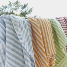 Set Of 2 Turkish Cotton Towels Aqua & Baby Blue Peshtemal - thumbnail 2