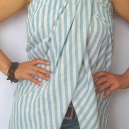 Set Of 2 Turkish Cotton Towels Aqua & Baby Blue Peshtemal - thumbnail 3