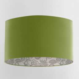 Olive Green Velvet Handmade Lampshade With Grey Floral Lining - thumbnail 1