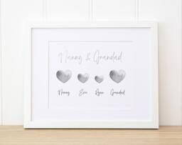 Personalised Nanny & Grandad Gift - Foil Framed Print Grandparents Grandchildren Family - thumbnail 1