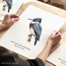 Belted Kingfisher, Bird Prints, Nature Wall Art, Bird Lover Gift Ideas, Home Decor - thumbnail 1