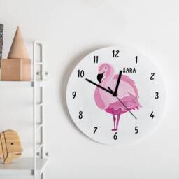 Pink Flamingo Personalised Bedroom Wall Clock - Children's - thumbnail 1