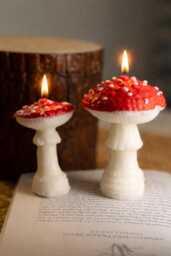 Handmade Mushroom Candles Red Amanita & Oyster Cluster - thumbnail 1