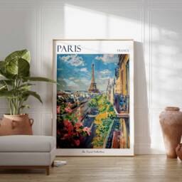 Paris Travel Poster Eiffel Tower, French City Art Print - thumbnail 3