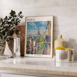 Paris Travel Poster Eiffel Tower, French City Art Print - thumbnail 2