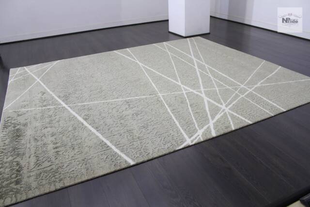 Tibetan Silk Wool Mix Rug Handknotted Geometric Design Nepal - Luxury Made To Order Carpet - image 1