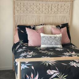 Beaded Macrame Wall Hanging - Bedroom Over Bed Art - thumbnail 3