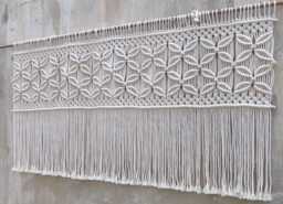 Beaded Macrame Wall Hanging - Bedroom Over Bed Art - thumbnail 1