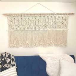 Beaded Macrame Wall Hanging - Bedroom Over Bed Art - thumbnail 2
