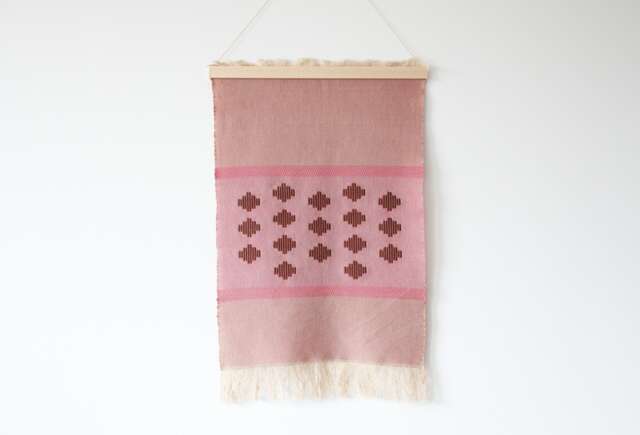 Minimalistic Beige Wall Hanging With Pink & Brown Motive - image 1
