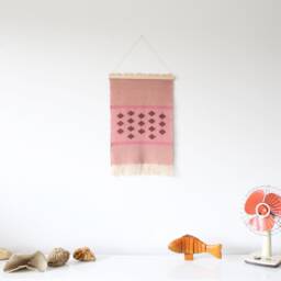 Minimalistic Beige Wall Hanging With Pink & Brown Motive - thumbnail 2