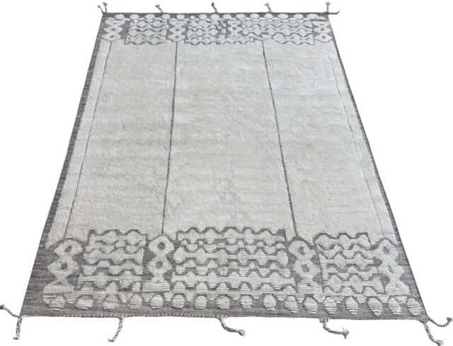 Hand-Knotted Moroccan Beni Ourain Rug, 100% Natural Wool, Modern Berber Carpet For Living Room - image 1