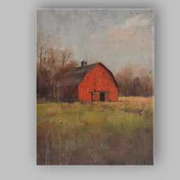 Red Barn Countryside Meadow Rustic Farm Landscape Canvas Wall Art Print Decor Picture Ready To Hang - thumbnail 1