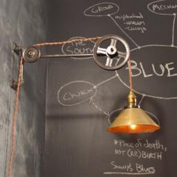 Vintage Industrial Pulley Light - Brass Cone Shade Lamp Wall Mount Steampunk Sconce Lighting 1940S - thumbnail 4