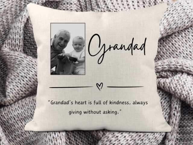 Personalised Photo Cushion For Grandad, Gifts For Men, Gift Fathers Day, Grandparent Christmas Gift, Birthday Gift Granda - image 1