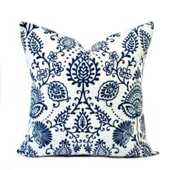 One Shibori Pillow Cover, Cushion, Decorative Throw Pillow, Dark Blue Blue Accent Floral Case - thumbnail 1