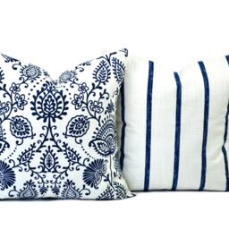 One Shibori Pillow Cover, Cushion, Decorative Throw Pillow, Dark Blue Blue Accent Floral Case - thumbnail 2