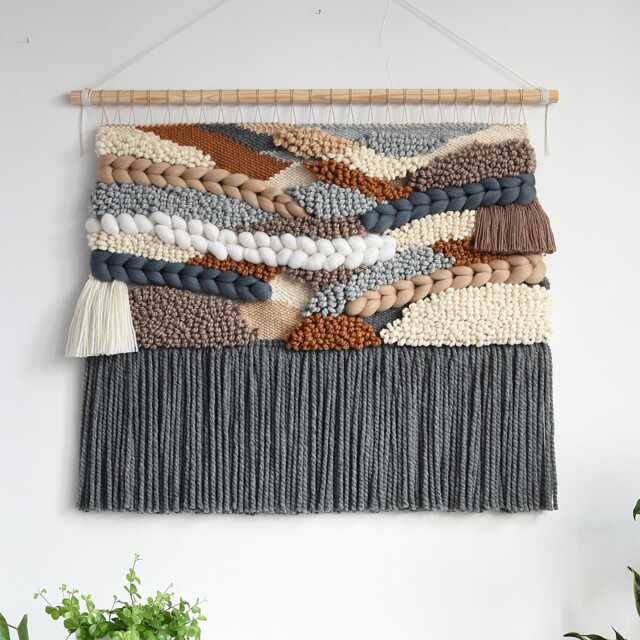 Large Handwoven Wool Wall Hanging Modern Fiber Art Tapestry - image 1
