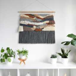 Large Handwoven Wool Wall Hanging Modern Fiber Art Tapestry - thumbnail 2