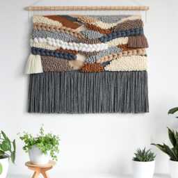 Large Handwoven Wool Wall Hanging Modern Fiber Art Tapestry - thumbnail 3