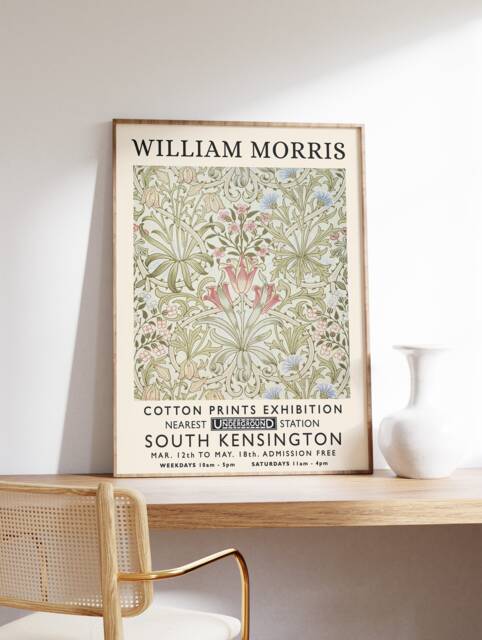 William Morris Print, Exhibition Poster, Vintage Wall Art, Textiles A1/A2/A3/A4 - image 1