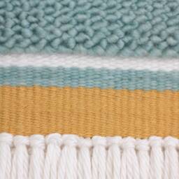 Small Tapestry Hanging - Woven Wall Mint Green, Mustard Yellow, White Pastel Textile Art Nursery Room Decor Maximalist - thumbnail 2
