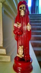 Santisima Muerte 5.25 Inch Red Colored Statue, Loaded On Bottom - See Pics - thumbnail 1