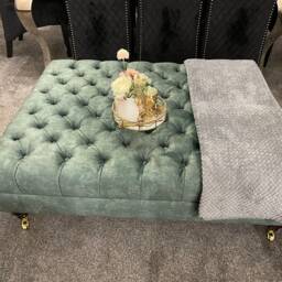 Handmade Chesterfield Velvet Coffee Table Ottoman With Casters - thumbnail 2