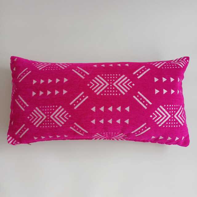 Moroccan Velvet Cushion Cover, Luxury Boho Chic, Handmade Brocade Deep Pink Pillow, Decorative Lumbar Pillow Cover 60x30 cm - image 1