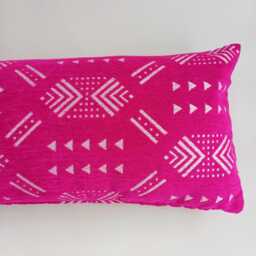 Moroccan Velvet Cushion Cover, Luxury Boho Chic, Handmade Brocade Deep Pink Pillow, Decorative Lumbar Pillow Cover 60x30 cm - thumbnail 2