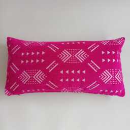 Moroccan Velvet Cushion Cover, Luxury Boho Chic, Handmade Brocade Deep Pink Pillow, Decorative Lumbar Pillow Cover 60x30 cm
