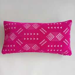 Moroccan Velvet Cushion Cover, Luxury Boho Chic, Handmade Brocade Deep Pink Pillow, Decorative Lumbar Pillow Cover 60x30 cm - thumbnail 4