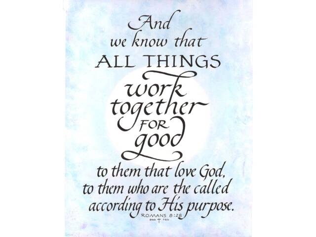 Digital - Romans 828 Hand Lettered Calligraphy Print Beautiful Scripture Christian Wall Art Download