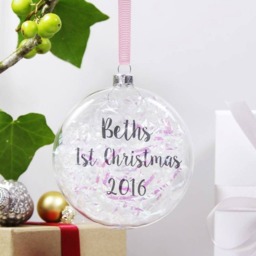 First Christmas Bauble - Decoration Personalised Iridescent Babies 1st Keepsake - thumbnail 3