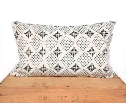 Wren White African Mud Cloth Pillow Cover 12x20 - thumbnail 1