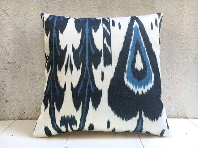 Silk Ikat Pillow Cover, Decorative Accent Cushion - 16x16 - image 1