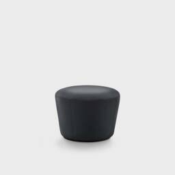 Black Leather Pouf Ottoman Modern Round Footstool - thumbnail 3