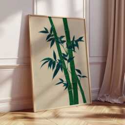 Japanese Bamboo Poster, Minimalist Zen Wall Art, Japandi Nature Print, Asian Botanical Artwork, Tranquil Green Decor, Modern Oriental Design - thumbnail 2