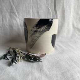 The Maker's Mark Ceramic Planter, Handmade Glazed Pot, White Plant Large Black Vessel, Unique British Gift, Handcrafted Pots - thumbnail 3