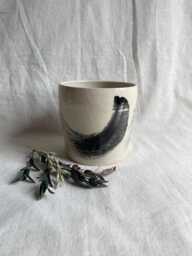The Maker's Mark Ceramic Planter, Handmade Glazed Pot, White Plant Large Black Vessel, Unique British Gift, Handcrafted Pots - thumbnail 1