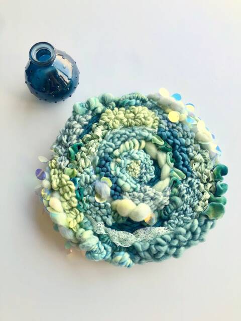 Sparkling Seafoam 10-Inch Round Woven Wall Hanging - image 1