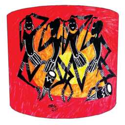 African Tribal Drum Lampshade For Ceiling Light Pendants Or Table Lamp Bases - thumbnail 3