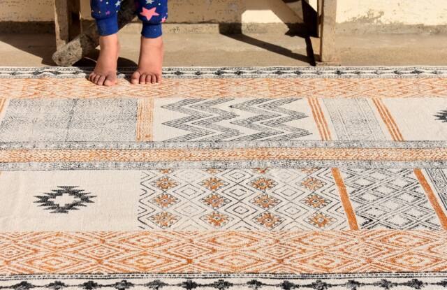 5x8 Feet Indian Rugs Cotton Rug, Woven Area For Sale, Decor Rustic Rugs, Decorative Bohemian Indian - image 1