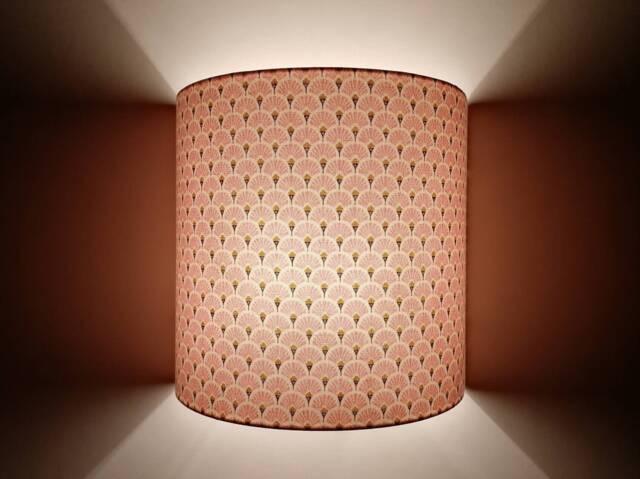 Semi-Circle Wall Light Design Printed Cotton Fabric Fans Pale Pink, Japanese Inspiration, Art Deco For Children's Bedroom Adults - image 1